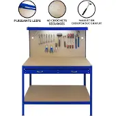 Monster Werkbank mit Lochwand, Schublade & Licht - Blau