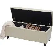 Mendler Aufbewahrungs-Truhe Kriens, Sitzbank Bank, Kunstleder, 45x114x45cm ~ creme