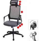 Mendler Bürostuhl HWC-J52, Drehstuhl Schreibtischstuhl, ergonomisch Kopfstütze, Kunstleder grau