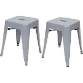 Mendler 2er-Set Hocker HWC-A73, Metallhocker Sitzhocker, Metall Industriedesign stapelbar ~ grau