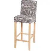 Mendler Barhocker HWC-C33, Barstuhl Tresenhocker, Holz MVG- Schriftzug, grau, helle Beine, Stoff/Textil