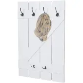 Mendler Wandgarderobe HWC-D13, Garderobe Garderobenpaneel, 6 Haken 91x60cm ~ weiß lackiert