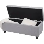 Mendler Aufbewahrungs-Truhe Kriens, Sitzbank Bank, Stoff/Textil, 45x114x45cm FSC-zertifiziert ~ hellgrau