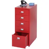 Generique Rollcontainer Boston T851, Schubladenschrank Stahlschrank, 69x28x41cm 5 Schubladen ~ rot