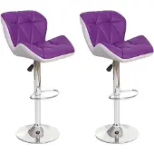 Mendler 2er-Set Barhocker HWC-A92, Barstuhl Tresenhocker, höhenverstellbar Kunstleder lila