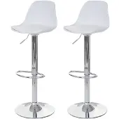 Mendler 2er-Set Barhocker HWC-B14, Tresenhocker Barstuhl Drehhocker, Kunstleder weiß