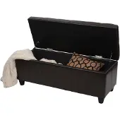 Mendler Aufbewahrungs-Truhe Kriens, Sitzbank Bank, Kunstleder, 45x114x45cm ~ braun