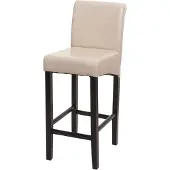 Mendler Barhocker HWC-C33, Barstuhl Tresenhocker, Holz - creme, dunkle Beine, Kunstleder