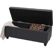 Mendler Aufbewahrungs-Truhe Kriens, Sitzbank Bank, Kunstleder, 45x114x45cm ~ grau matt