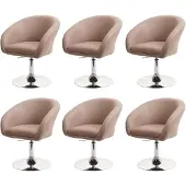 Mendler 6er-Set Esszimmerstuhl HWC-F19, Küchenstuhl Drehstuhl Loungesessel, drehbar höhenverstellbar Kunstleder taupe