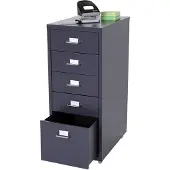 Generique Rollcontainer Boston T851, Schubladenschrank Stahlschrank, 69x28x41cm 5 Schubladen ~ dunkelgrau