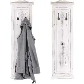 Mendler 2er-Set Garderobe T33, Wandgarderobe Garderobenpaneel, Wandhaken Holz 109x28x4cm ~ weiß shabby