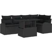 vidaXL Gartensofa-set 6 Stk. Schwarz Poly-Rattan