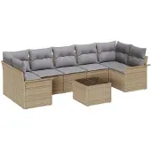 vidaXL Gartensofa-set 8 stk. Beige Poly-Rattan