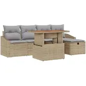 vidaXL Garten-Sofa-Set 6 stk. Beige Poly-Rattan