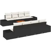 vidaXL Gartensofa-set 9 stk. Schwarz Poly-Rattan