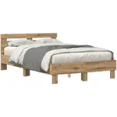 vidaXL Bettrahmen Artisan-Eiche 135 x 190 cm Holzwerkstoff