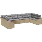 vidaXL Sofa Set 10 stk. Beige [Synthetisch]: Poly Rattan