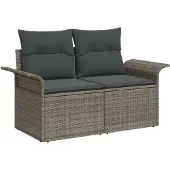 vidaXL Gartensofa-set 7 stk. Grau [Synthetisch]: Poly Rattan