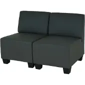 Mendler Modular 2-Sitzer Sofa Couch Lyon, Kunstleder dunkelgrau, ohne Armlehnen