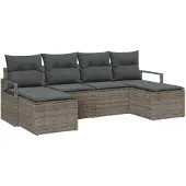 vidaXL Sofa Set 6 Stk. Grau Poly-Rattan