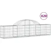 vidaXL Gabionen mit Hochbogen 20 Stk. 200x30x40/60 cm Verzinktes Eisen