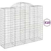 vidaXL Gabionen mit Hochbogen 10Stk. 200x50x160/180cm Verzinktes Eisen