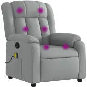 vidaXL Massage-Relaxsessel, hellgrauer Stoff
