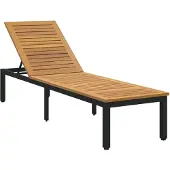 vidaXL Sonnenliege Schwarz 200 x 55 x 35 cm Massivholz Akazie