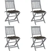vidaXL Klappbare Gartenstühle 4 Stk. mit Kissen Massivholz Akazie