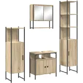 vidaXL Badezimmermöbel-Set 4 stk. Sonoma-Eiche 33 x 33 x 185,5 cm