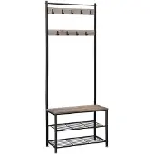 Helloshop26 Garderobe mit Bank und Schuhregalen, Haken, Metallrahmen
