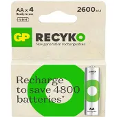 GP Batteries ReCyko Pro GPRCK260AA129C4, Wiederaufladbarer Akku, AA, Nickel-Metallhydrid (NiMH), 1,2 V, 4 Stück(e), 2600 mAh