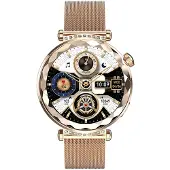 Avizar , Crystal Smartwatch mit Strass‑Zifferblatt & Gesundheits‑Tracker, Gold