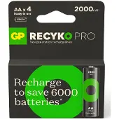GP Batteries ReCyko Pro GPRCP200AA167C4, Wiederaufladbarer Akku, AA, Nickel-Metallhydrid (NiMH), 1,2 V, 4 Stück(e), 2000 mAh