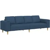 vidaXL Wohnzimmer Couch Blau 250 x 77 x 76 cm Polyester