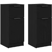 vidaXL Sideboard 2 pcs Schwarz Eichen-Optik 30 x 30 x 70 cm