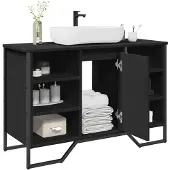 vidaXL Waschbeckenunterschrank Schwarz 91x35x60 cm Holzwerkstoff