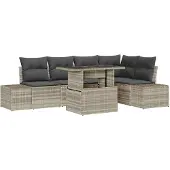 vidaXL Gartensofa-set 6 stk. Hellgrau Poly-Rattan