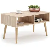 KOBI Sandi Couchtisch, skandinavisches Design, 50 cm breit, 55 cm hoch, mit Ablage, kratzfest, ABS-Kanten