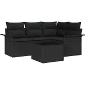 vidaXL Gartensofa-set 5 stk. Schwarz Poly-Rattan