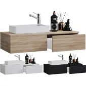 VCM 2-tlg Set | Waschplatz für Gäste WC | Gästebad | Waschtisch Toilette | Badmöbel Badezimmer Set - Gudas