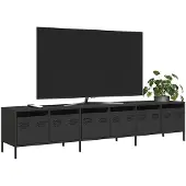 vidaXL TV-Schrank Schwarz 202x39x43,5 cm Kaltgewalzter Stahl