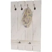 Mendler Wandgarderobe HWC-D13, Garderobe Garderobenpaneel, 6 Haken 91x60cm ~ weiß shabby