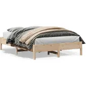 vidaXL Massivholzbett ohne Matratze 140x200 cm Kiefernholz