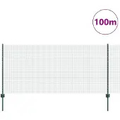 vidaXL Geschweißter Drahtzaun mit Pfosten 100 x 1 m Grün Netz