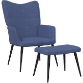 vidaXL Relaxsessel mit Hocker Blau Stoff