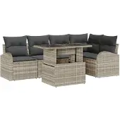 vidaXL Gartensofa-set 6 Stk. Hellgrau Poly-Rattan