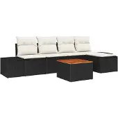 vidaXL Gartensofa-set 6 stk. Schwarz Poly-Rattan