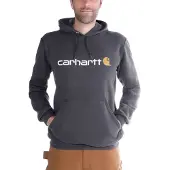 Carhartt Pullover Signature Logo Hooded Sweatshirt Men Carbon Heather-XL